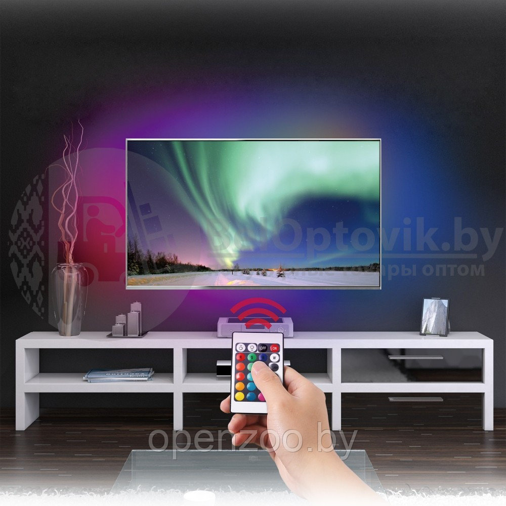 Комплект светодиодной подсветки для домашнего кинотеатра (телевизора) TV LED STRIP 16 colors (2 метра,24 - фото 5 - id-p158935955