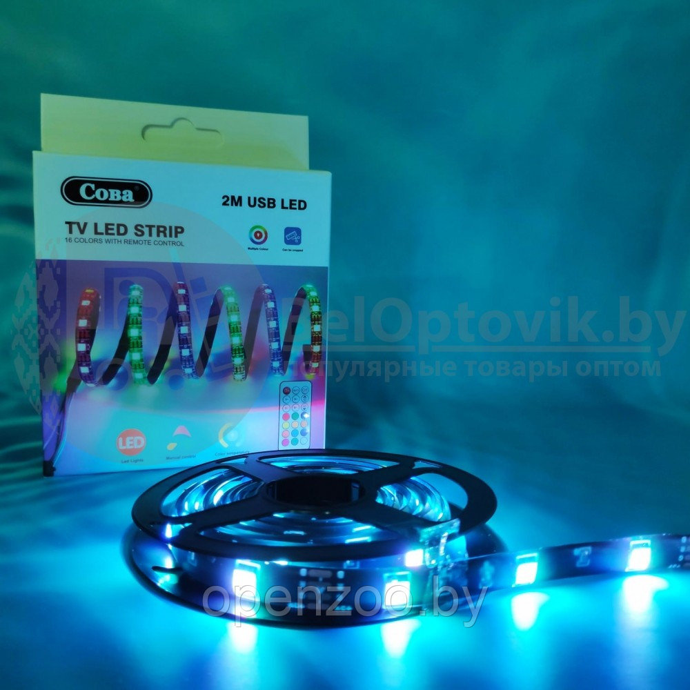 Комплект светодиодной подсветки для домашнего кинотеатра (телевизора) TV LED STRIP 16 colors (2 метра,24 - фото 9 - id-p158935955