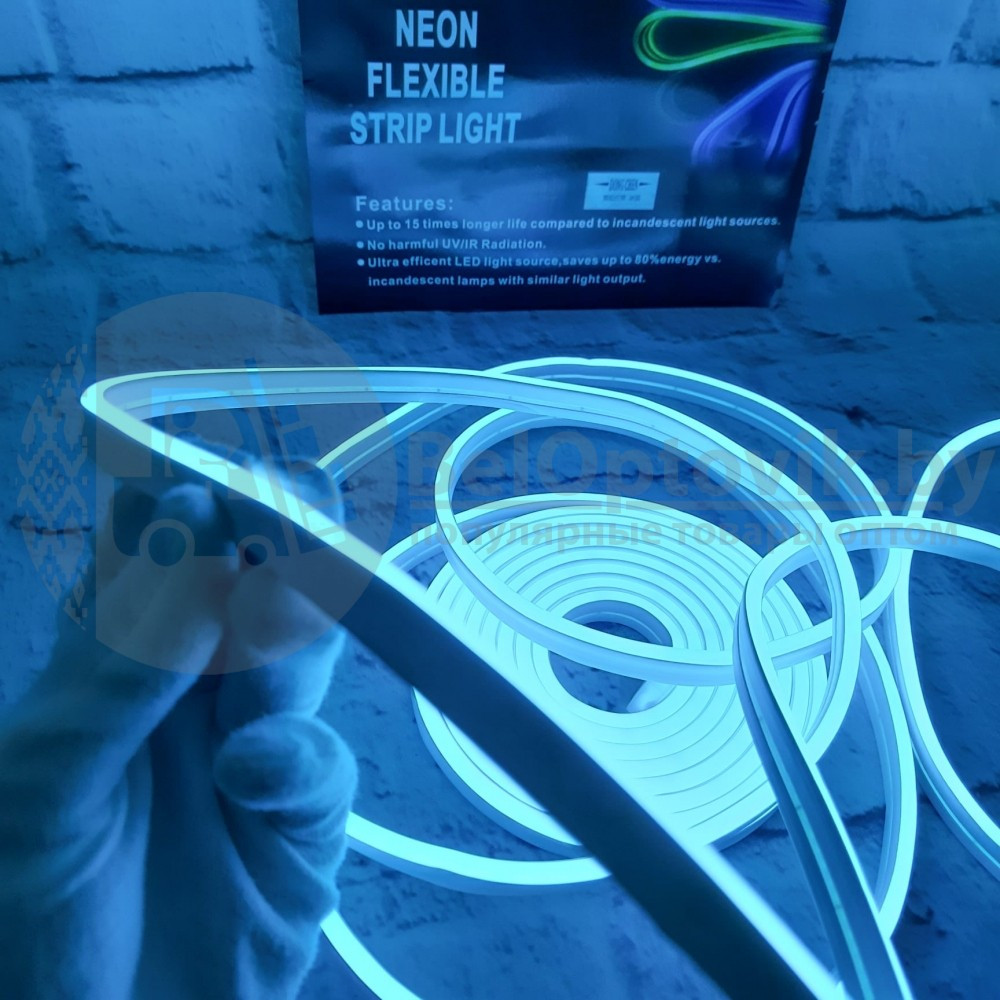 Неоновая светодиодная лента Neon Flexible Strip с контроллером / Гибкий неон 5 м. Синий - фото 8 - id-p165162544