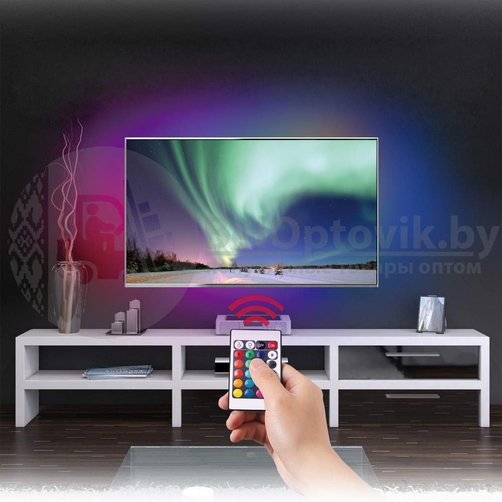 Комплект светодиодной подсветки для домашнего кинотеатра (телевизора) TV LED STRIP 16 colors (2 метра,24 - фото 5 - id-p158903870