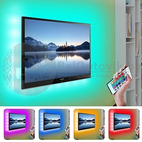Комплект светодиодной подсветки для домашнего кинотеатра (телевизора) TV LED STRIP 16 colors (2 метра,24 - фото 6 - id-p158903870