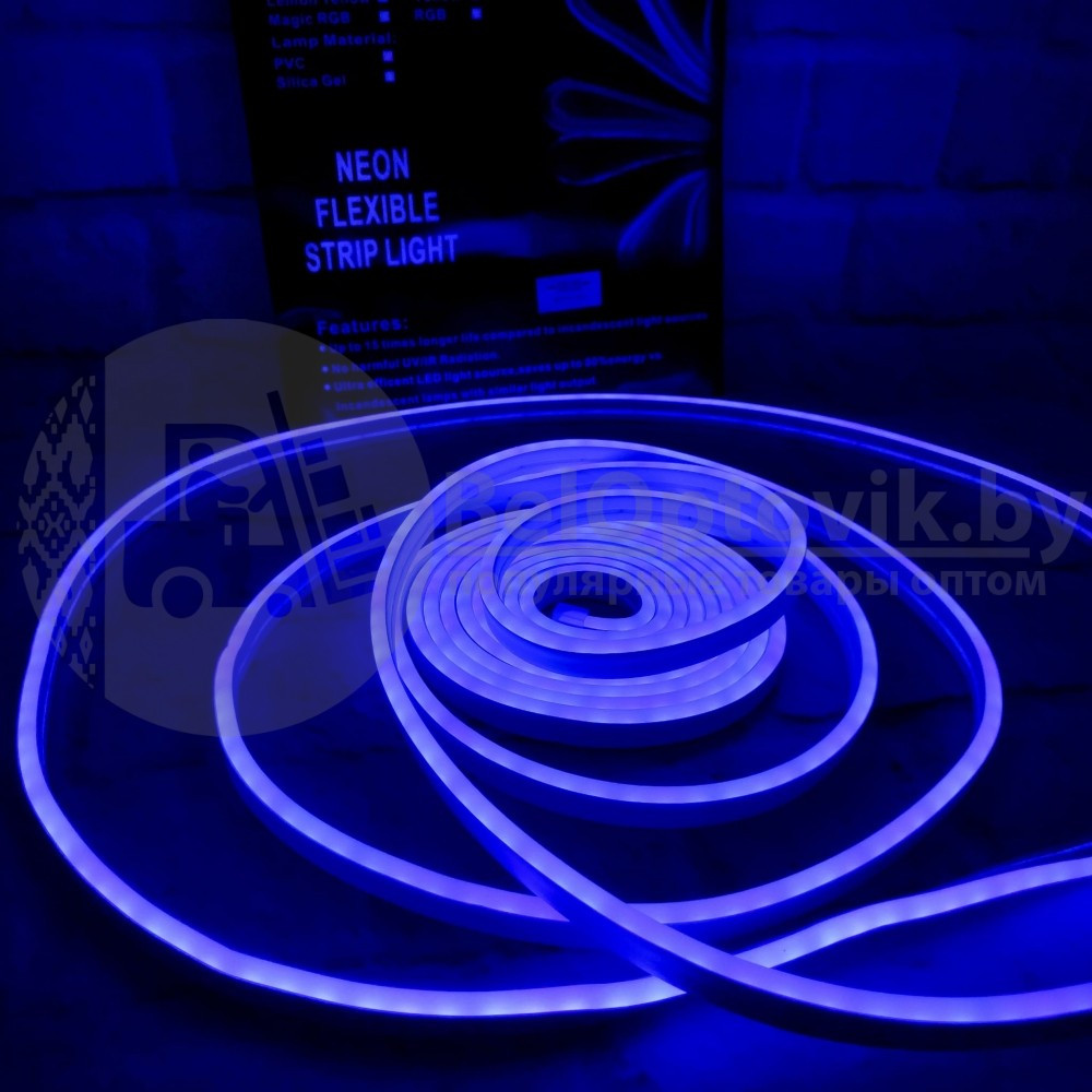 Неоновая светодиодная лента Neon Flexible Strip с контроллером / Гибкий неон 5 м. Синий - фото 5 - id-p165162495