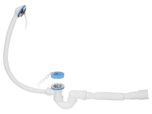 Сифон для ванны U-образный с выпуском и переливом 70 мм, с гибкой трубой 40х40/50, AV Engineering - фото 1 - id-p163563932