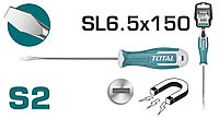 Отвертка шлицевая SL6.5*150mm, магнит, обрезинная рукоятка, сталь-S2 TOTAL THT266150