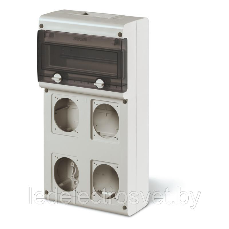 Щиток модульный BLOCK4, 11M + 4 гнезда под разъем 70x87(2 х84х106), 415x212x111, IP66 серия BLOCK