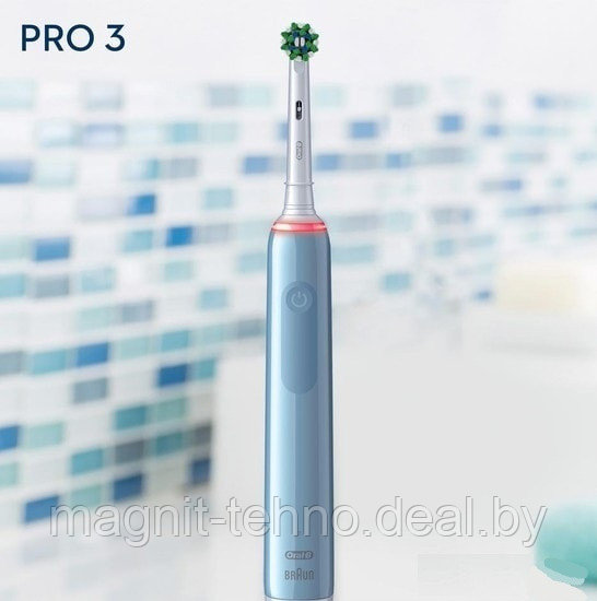 Электрическая зубная щетка Braun Oral-B Pro 3 3000 D505.513.3 CrossAction Голубой - фото 4 - id-p165504767