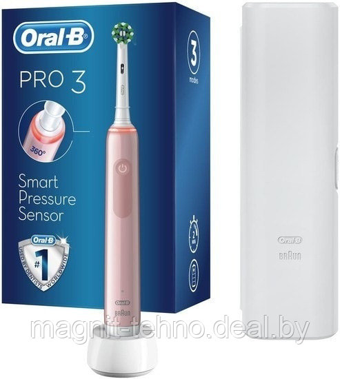 Электрическая зубная щетка Braun Oral-B Pro 3 3500 D505.513.3 CrossAction Розовый - фото 4 - id-p165504768