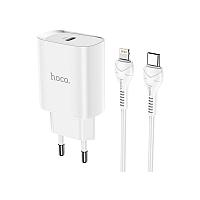 Сетевое зарядное устройство HOCO N14 USB-C PD 20W QC 2.4A + кабель lightning - type-c