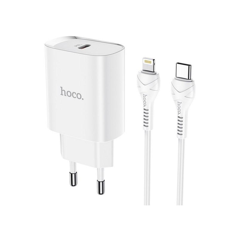 Сетевое зарядное устройство HOCO N14 USB-C PD 20W QC 2.4A + кабель lightning - type-c - фото 1 - id-p165518326