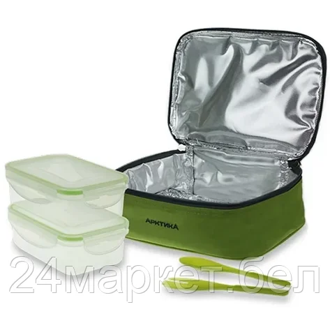 020-2000-1 Ланч -сумка 2,5 л, зеленый с контенерами Арктика, фото 2