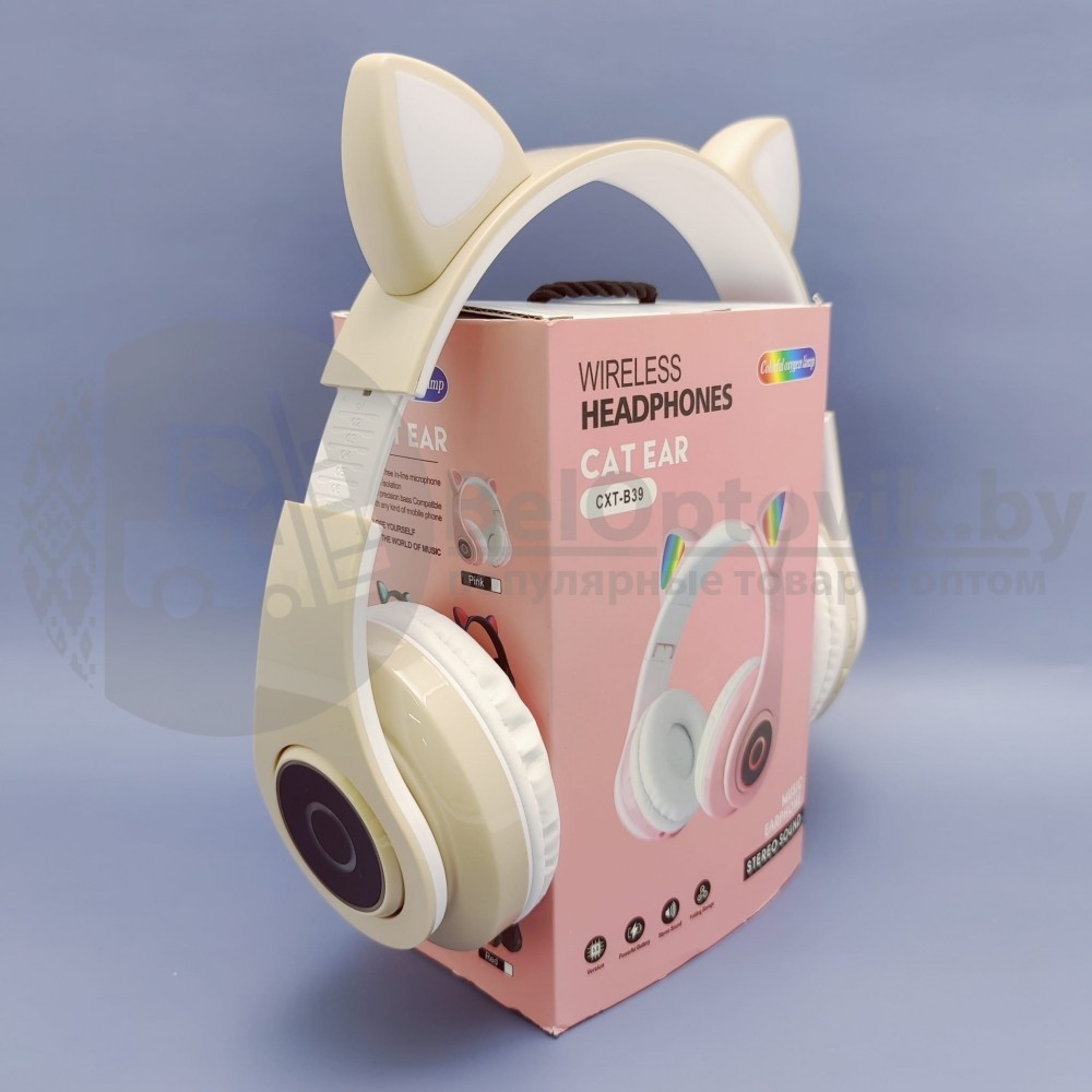 Беспроводные 5.0 bluetooth наушники со светящимися Кошачьими ушками HL89 CAT EAR Красные - фото 5 - id-p133994739