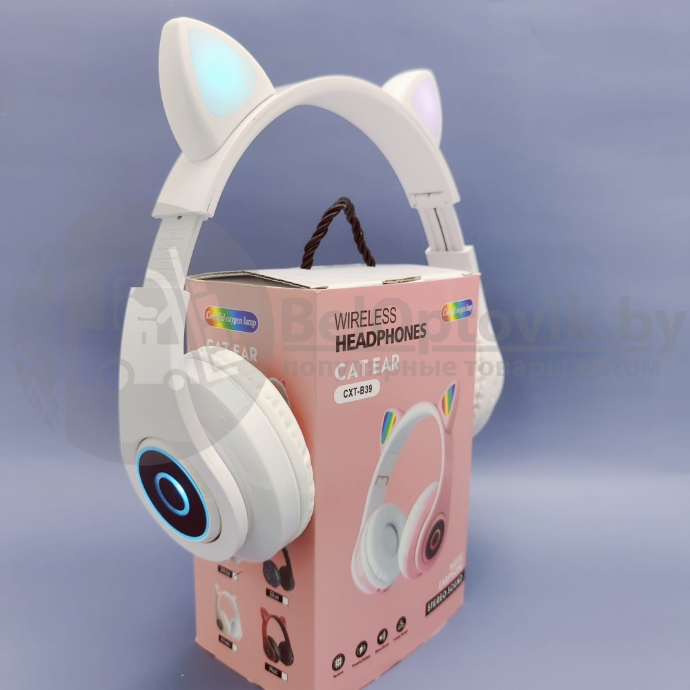 Беспроводные 5.0 bluetooth наушники со светящимися Кошачьими ушками HL89 CAT EAR Красные - фото 9 - id-p133998719