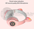 Беспроводные 5.0 bluetooth наушники со светящимися Кошачьими ушками HL89 CAT EAR Розовые, фото 3