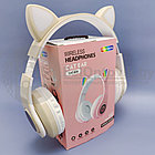 Беспроводные 5.0 bluetooth наушники со светящимися Кошачьими ушками HL89 CAT EAR Розовые, фото 6