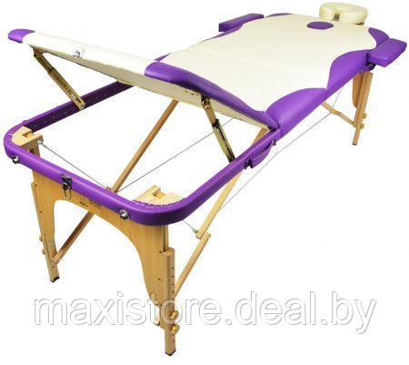 Массажный стол Atlas Sport 70 см складной 3-с деревянный (кремово-фиолетовый) - фото 4 - id-p163172847