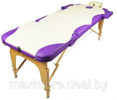 Массажный стол Atlas Sport 70 см складной 3-с деревянный (кремово-фиолетовый) - фото 3 - id-p163172847