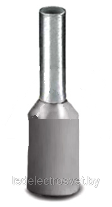 Кабельный наконечник AI 2,5 - 8 GY изолированный, сечение 2,5mm2, длина 8mm, серый (упак. 100шт.) - фото 1 - id-p165496843