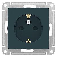 Розетка с заземлением со шторками, цвет Изумруд (Schneider Electric ATLAS DESIGN)
