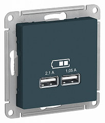 USB РОЗЕТКА, 5В /2,1А, 2 х 5В /1,05А, цвет Изумруд (Schneider Electric ATLAS DESIGN)