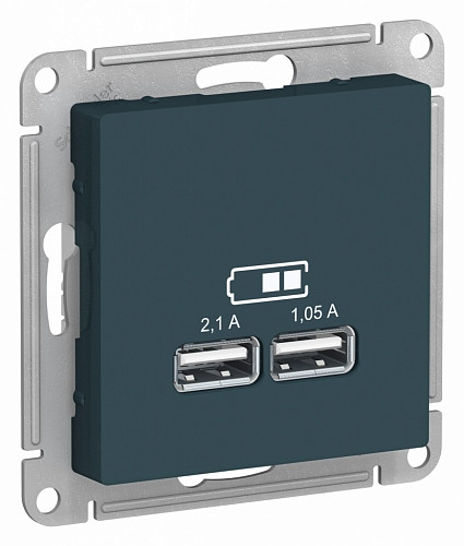 USB РОЗЕТКА, 5В /2,1А, 2 х 5В /1,05А, цвет Изумруд (Schneider Electric ATLAS DESIGN) - фото 1 - id-p165645205