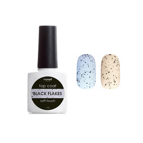 ТОП ДЛЯ ГЕЛЬ-ЛАКА TOP СOAT BLACK FLAKES SOFT TOUCH №6506, фото 2