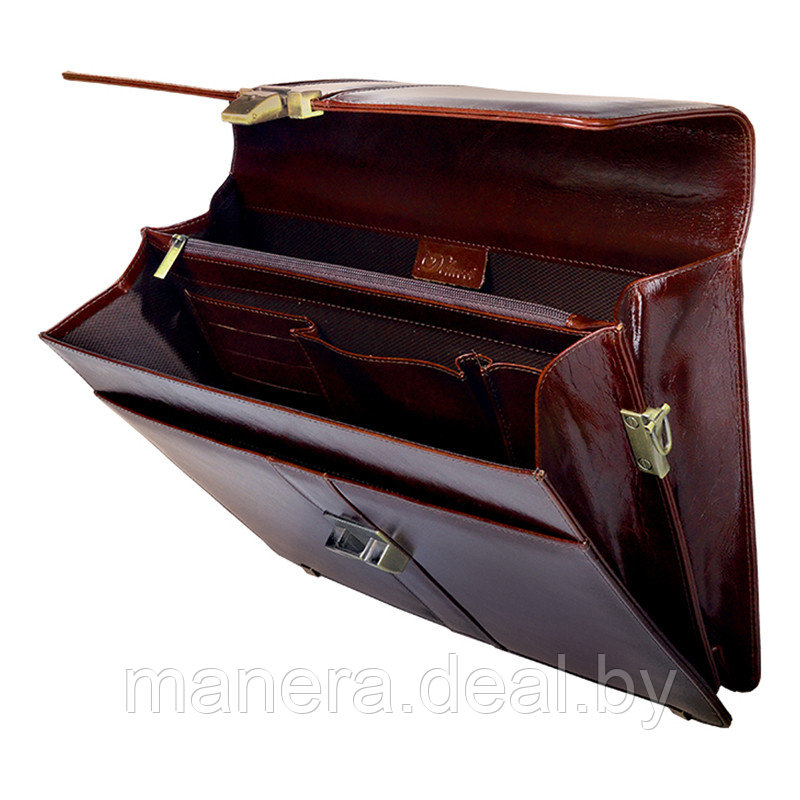 Портфель кожаный DELUCCI 'Гиперион' темный коньяк - фото 2 - id-p165672125