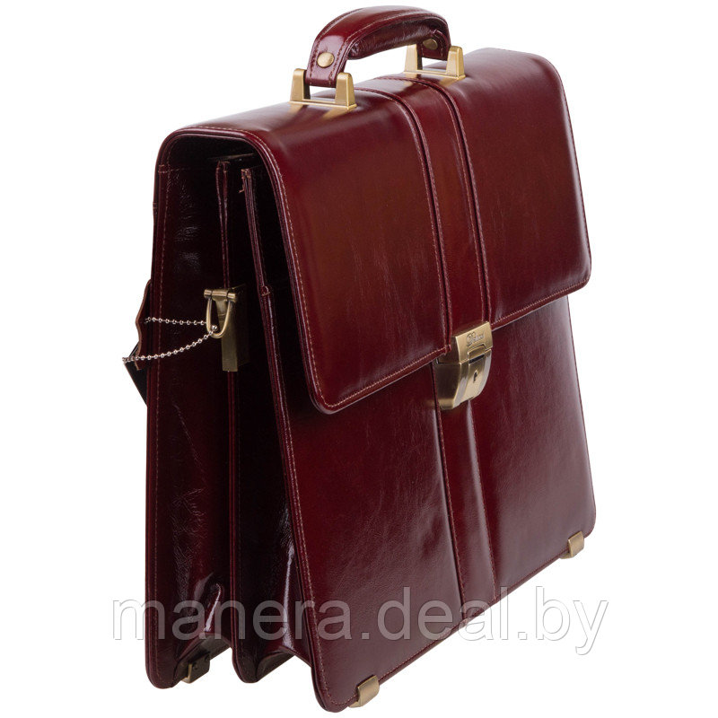 Портфель кожаный DELUCCI 'Гиперион' темный коньяк - фото 4 - id-p165672125