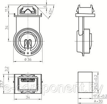 84108 VS Патрон G5 IP65 одинарный вставной защелки белый T5 система 151 - фото 2 - id-p165673166