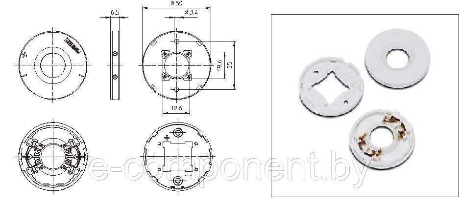 VS 89731 Держатель модулей (основание) DMC, DMS 19*19 50мм - материал PCB, м3, для PC-Pad for Luga-C d=32,5mm