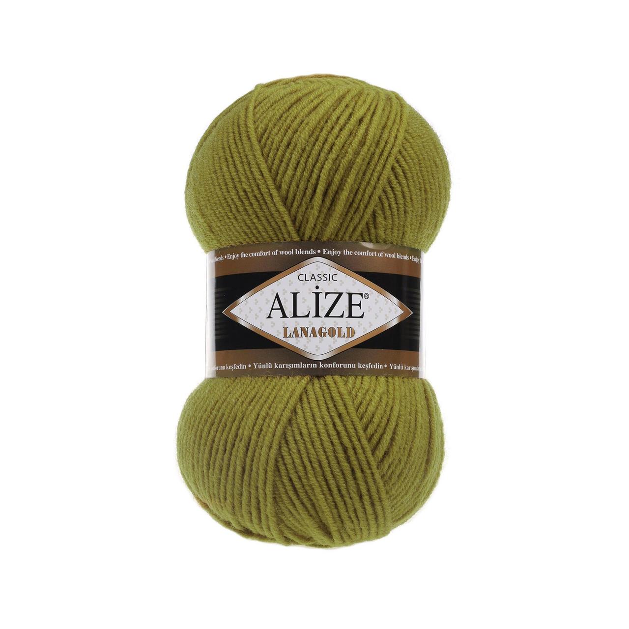 Пряжа Alize Lanagold 240 м. цвет 758 оливковый