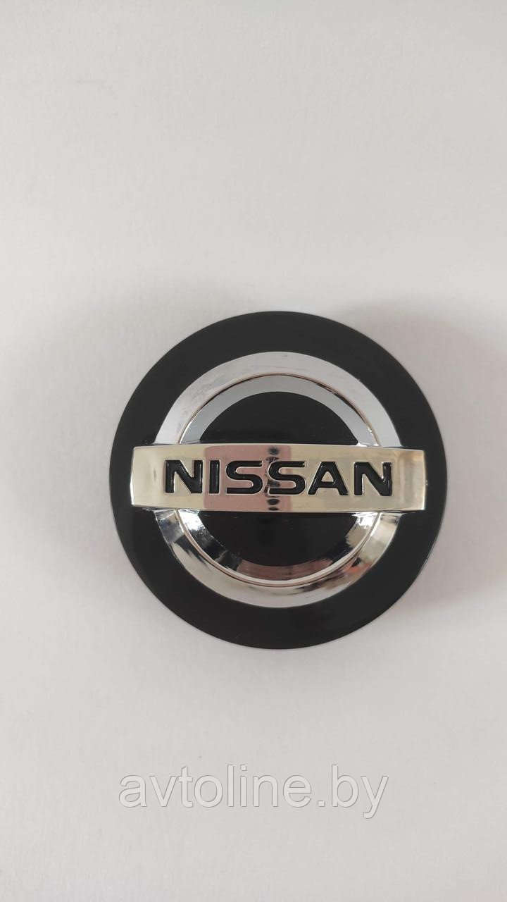 Заглушка литого диска NISSAN 54/48мм черная/хром
