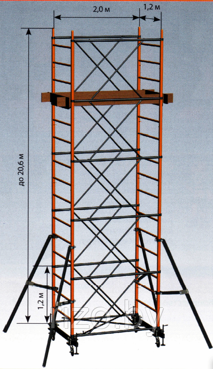 Вышка-тура Вектор (высота 11,0 м) с опорой винтовой съемной