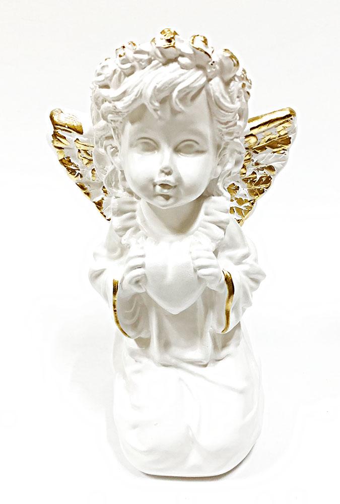 Статуэтка ангел с сердцем малый бело-золотой 18см. арт. скл-1169 - фото 1 - id-p165698364