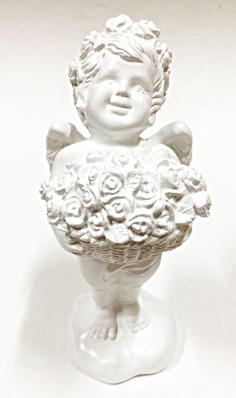 Статуэтка ангел с цветами белый 23 см Арт. КЛ-1254 - фото 1 - id-p165698408