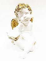 Статуэтка ангел с чашей сидит большой бело-золотой 30см. арт. кл-1161