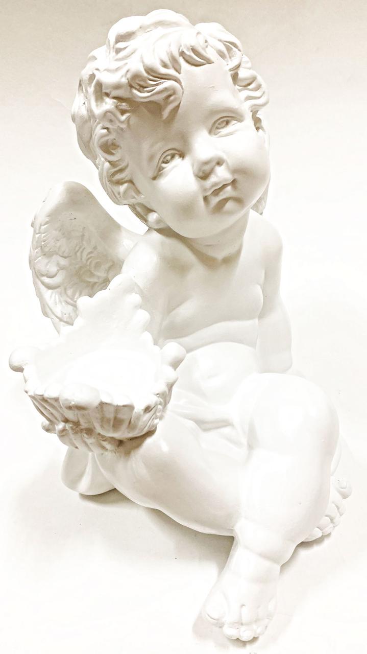 Статуэтка ангел с чашей сидит большой белый 30см арт. кл-1199 - фото 1 - id-p165698441