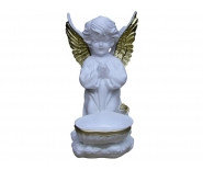 Статуэтка ангел с чашей внизу бел-зол, 34 см. арт. кл-1166