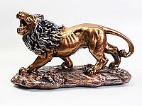 Статуэтка лев на подставке бронза цветная. 40 см. арт. скл-1261