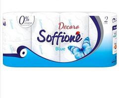 Туалетная бумага Soffione Decore Blue (упаковка 8шт)