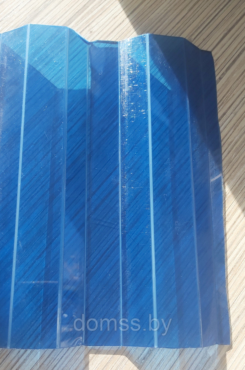 Монолитная трапеция и волнистый поликарбонат 1050*2000*08мм (синий) Borrex - фото 2 - id-p45414368