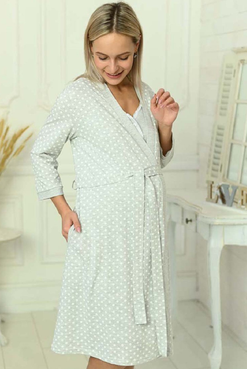 1-НМК 13920 Комплект для беременных и кормящих серый меланж/белый - фото 4 - id-p165730870
