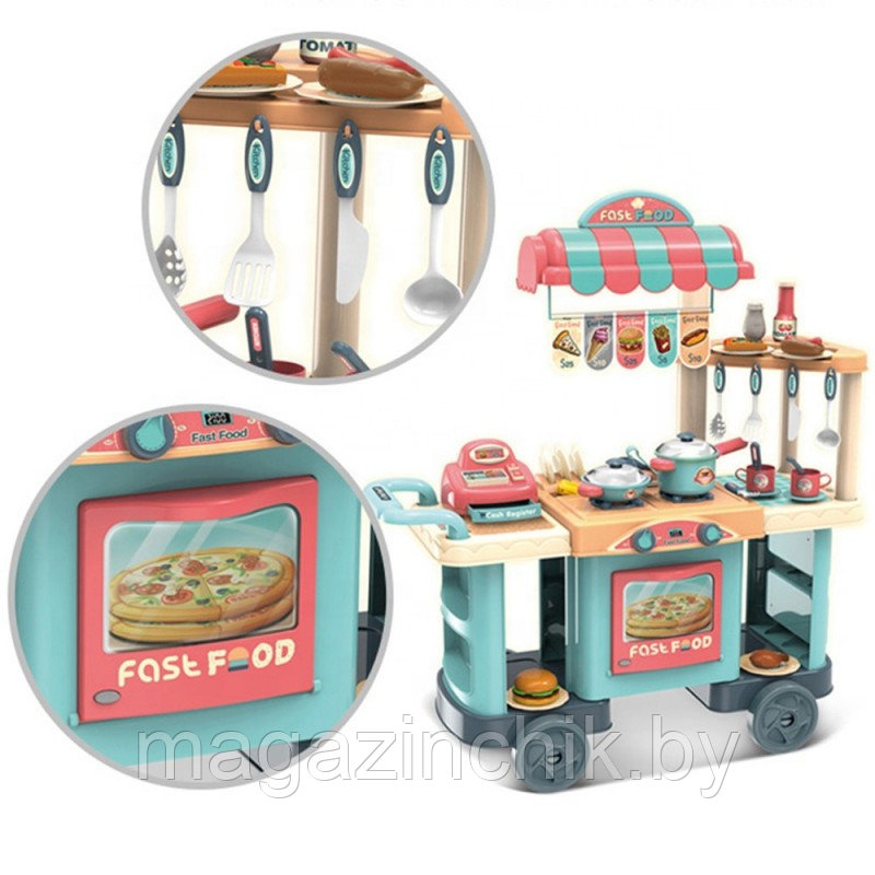 Детская высокая кухня кафе фаст-фуд на колесах 008-958, 91 см, свет, звук - фото 2 - id-p165732207