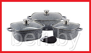 100509 Набор кастрюль с мраморным покрытием, набор посуды Ofenbach 7 предметов