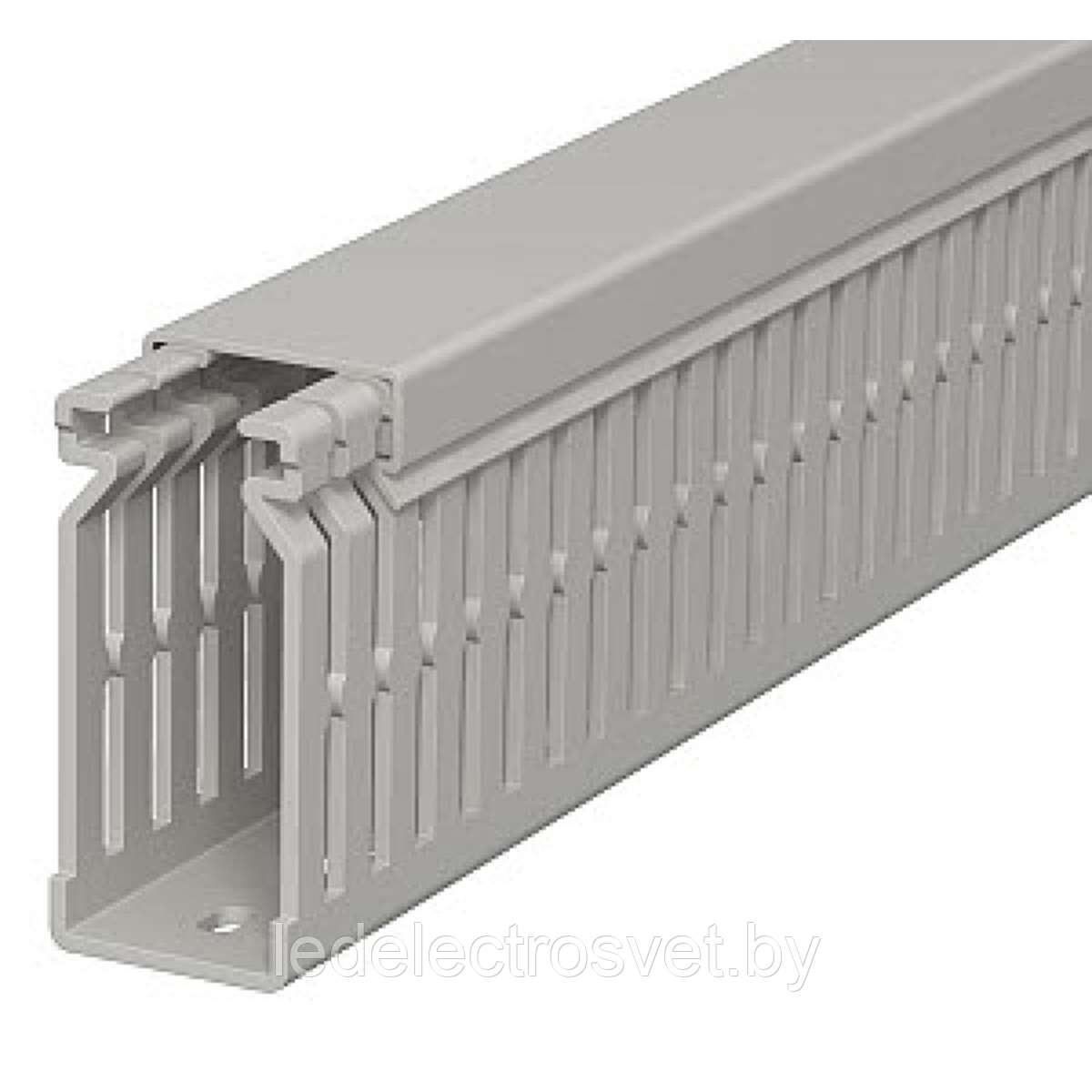 Перфокороб LKV 10037, органайзер для шкафов, 100 x 37 мм (глубина х ширина крышки), L=2000мм, RAL 7030 серый