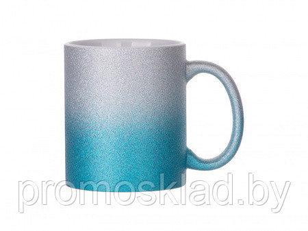 Кружка глиттерная градиент серебристо-голубая 330 мл - фото 1 - id-p165762772