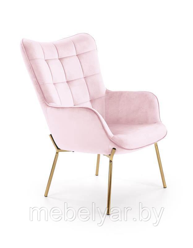 Кресло HALMAR CASTEL 2 светло-розовый/золотой - фото 1 - id-p165764914