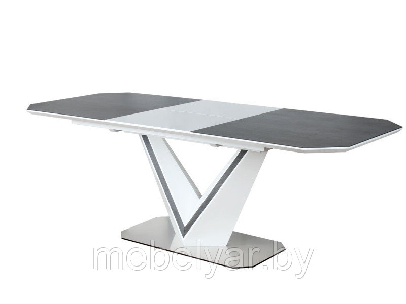 Стол обеденный SIGNAL VALERIO CERAMIC 160 раскладной, серый/белый матовый, 160-220/90/76