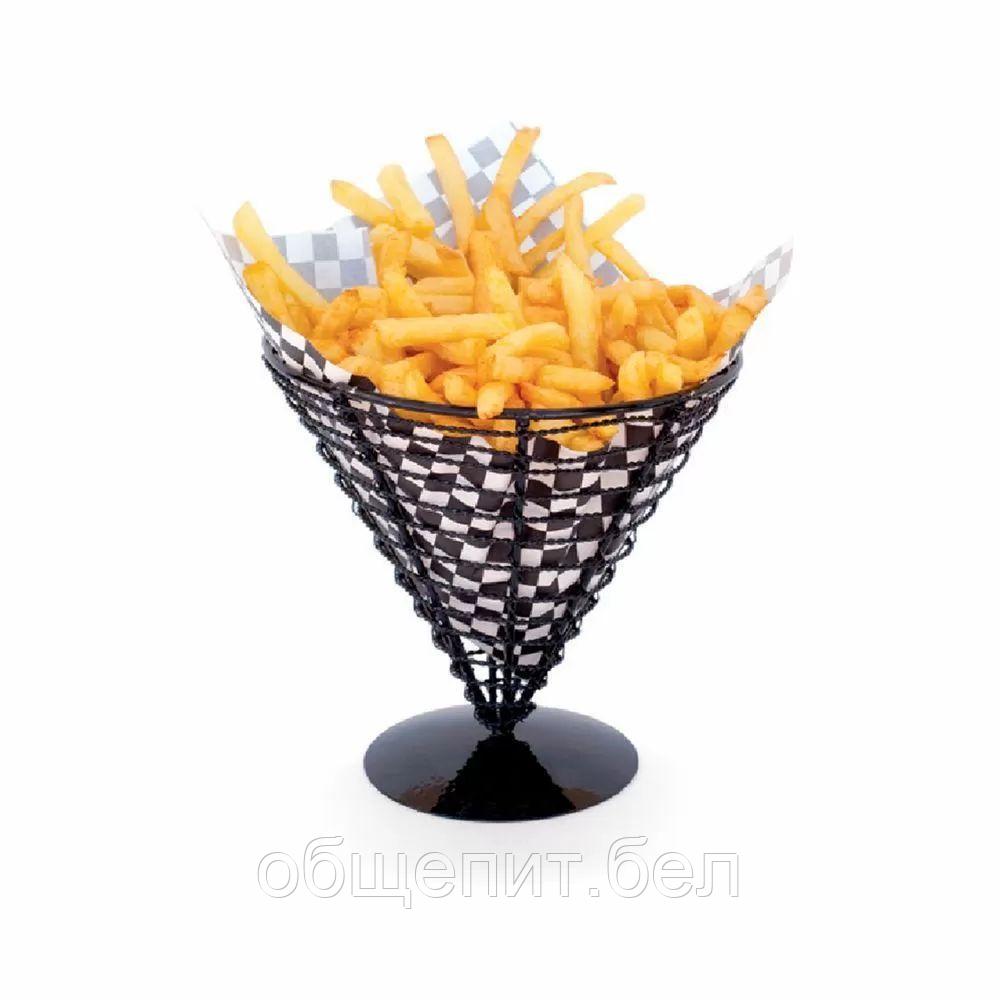 Корзинка конусная для картофеля фри, 18*17,5 см, черная, сталь - фото 1 - id-p165775800