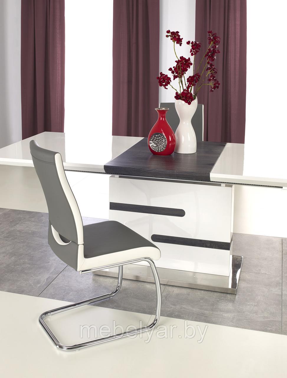 Стол обеденный HALMAR MONACO раскладной, белый/серый, 160-220/90/76, фото 1