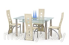 Стол обеденный HALMAR CRISTAL бесцветный/молочный 150/90/77